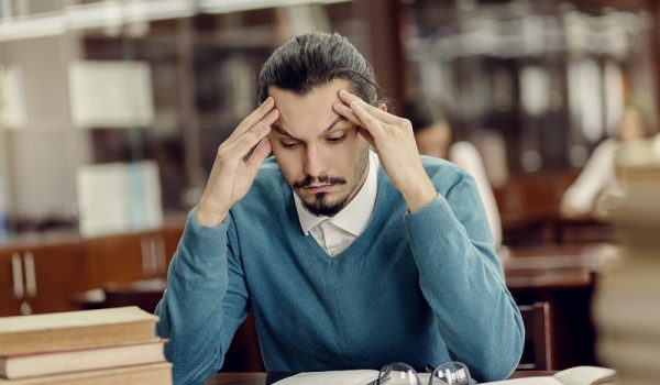 Stressed Student on Campus