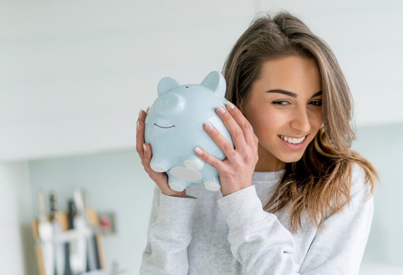 Woman saving money