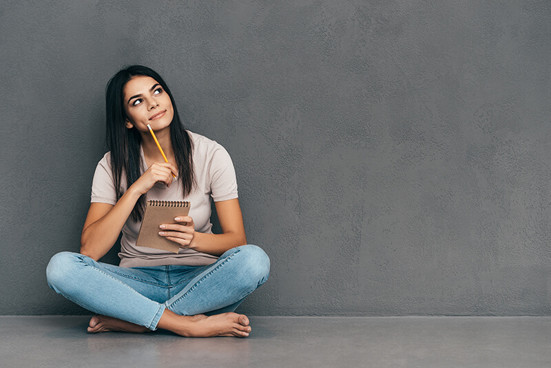 Woman trying to beat her writer’s block