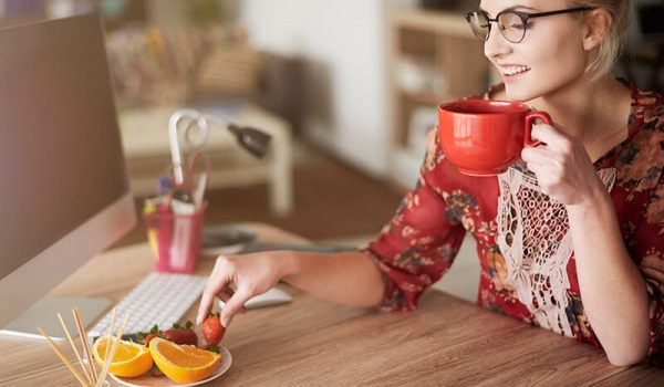 Woman taking a study snack break