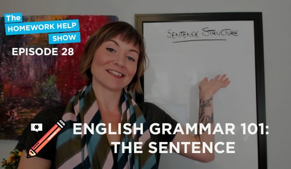 Cath Anne with whiteboard discussing English grammar and how to write the sentence