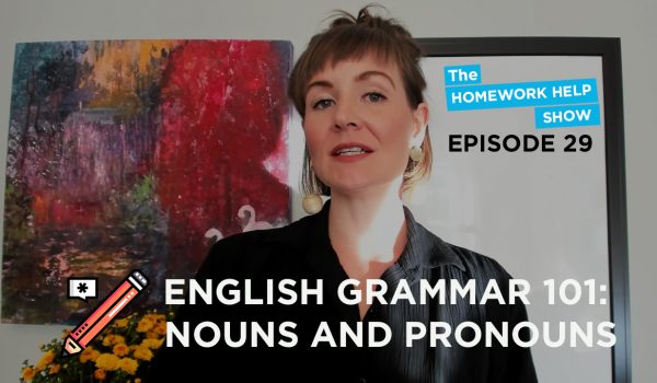 Cath Anne discussing nouns and pronouns on The Homework Help Show