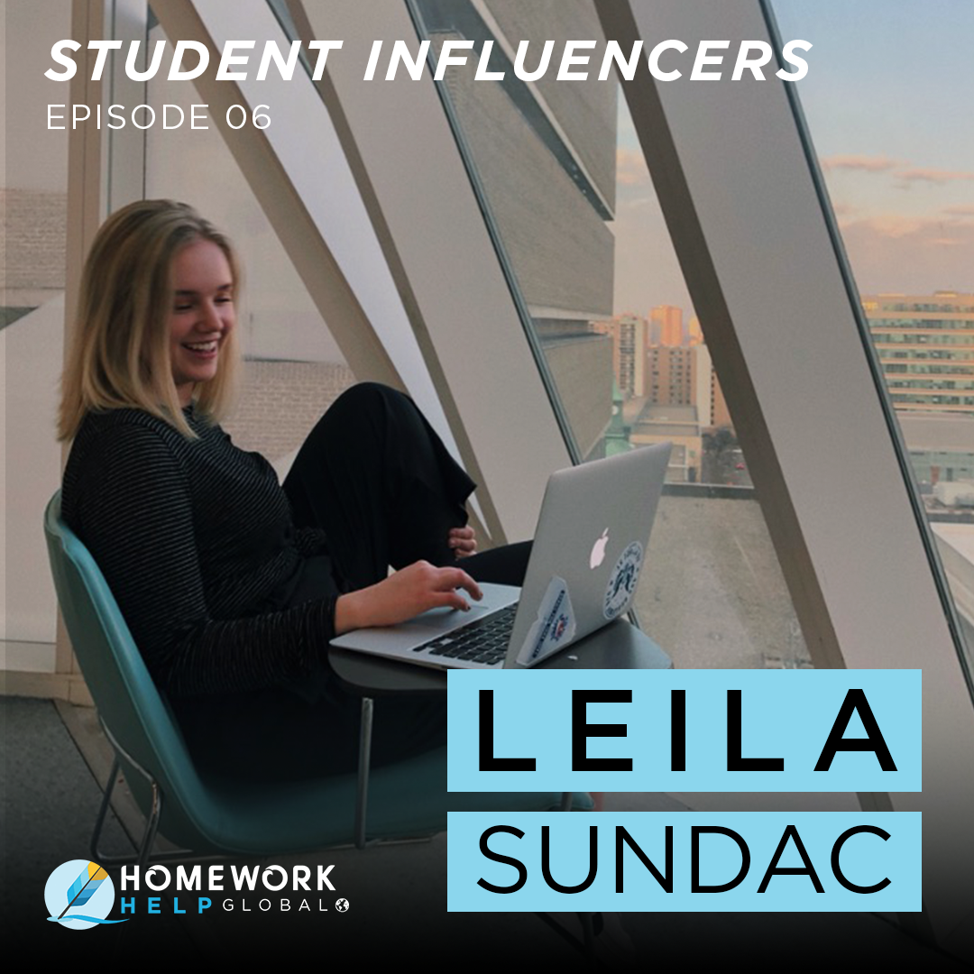 Leila Sundac sitting and working on her laptop and managing stress