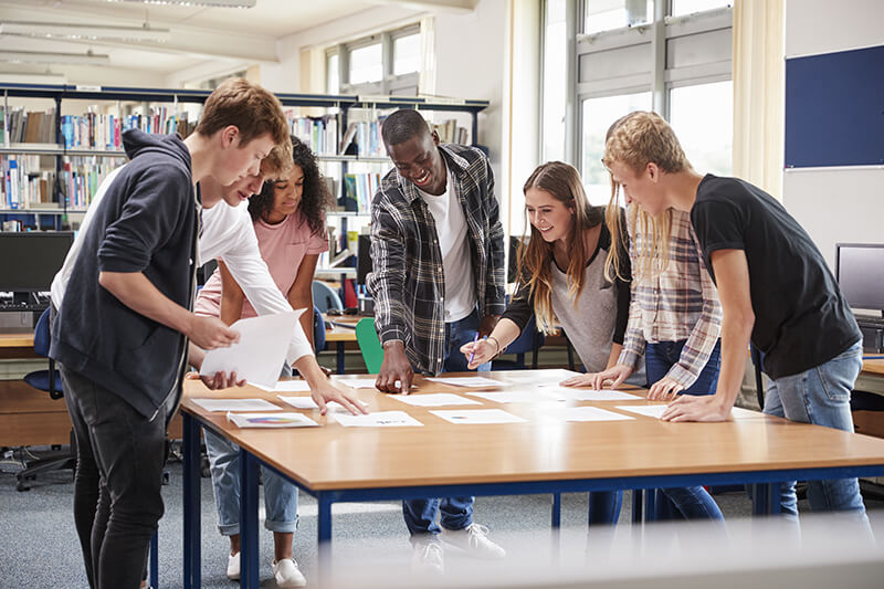 Students working on their people skills at university