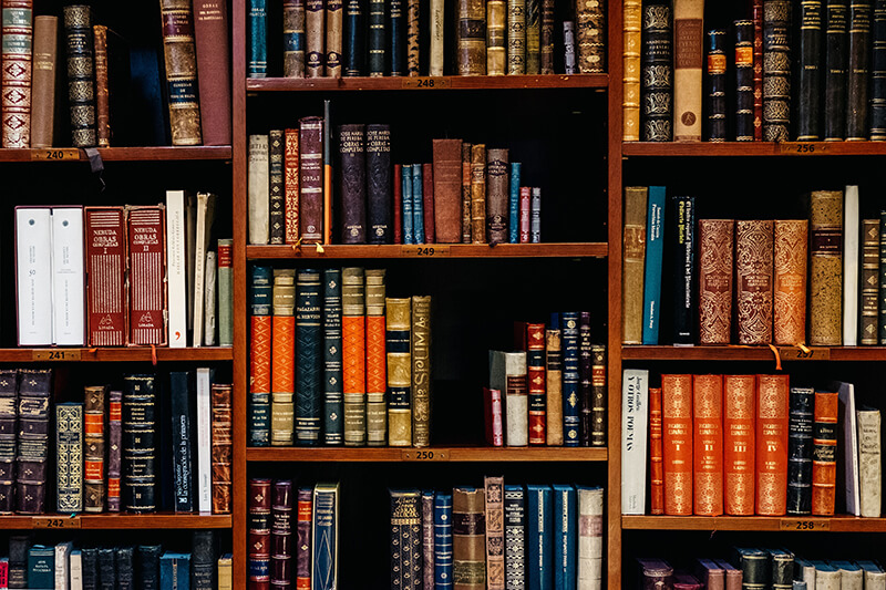 An extensive collection of books in a library