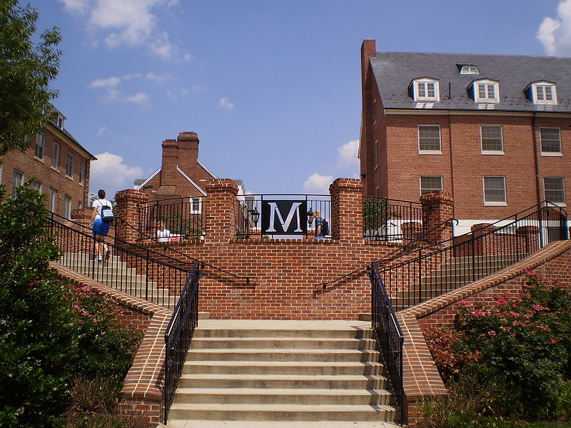 Brick stairway at the University of Maryland in Baltimore, Maryland