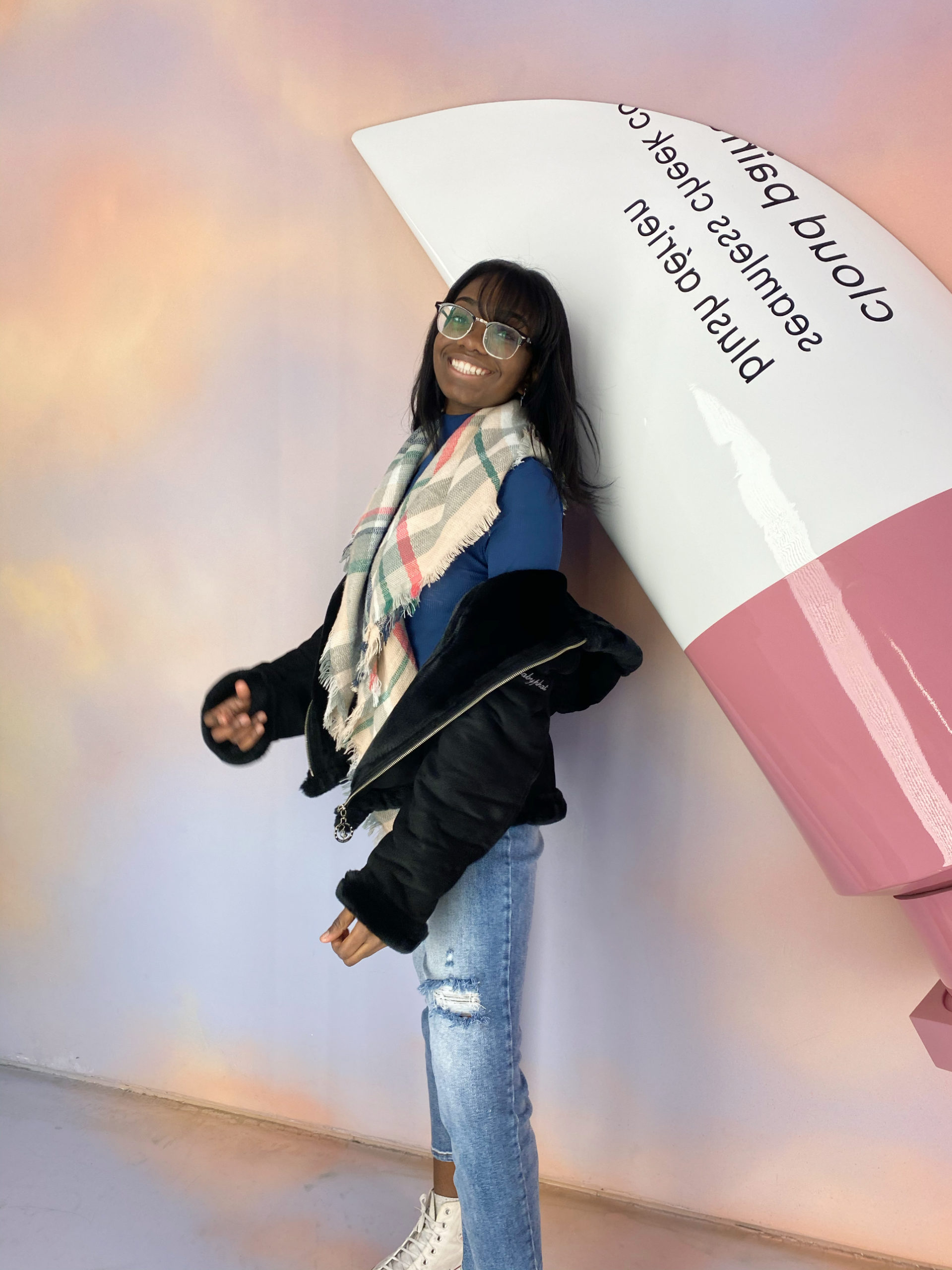 Imani hanging out at FIDM, LA, working on personal growth