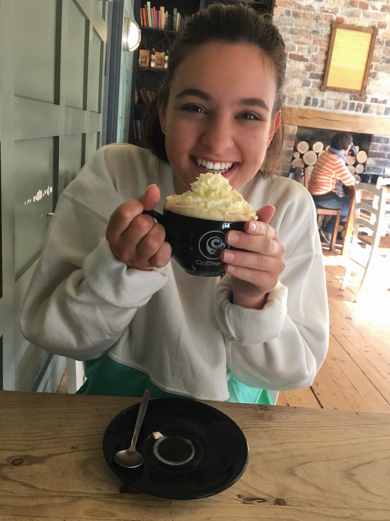 Tynika Thornton doing some stress management activities enjoying a latte