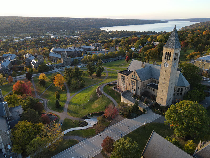 Aerial view of Cornell University in Ithaca, New York