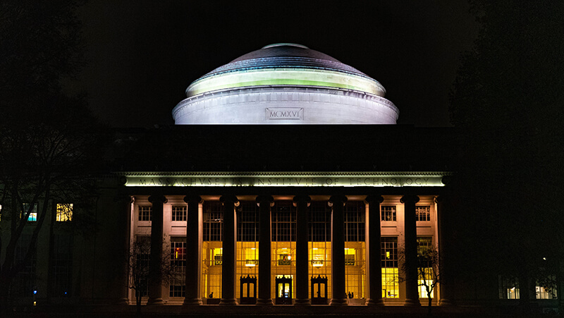 Photo of the Great Dome at MIT at night time