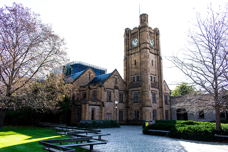 Campus building at the University of Melbourne in Melbourne, Australia