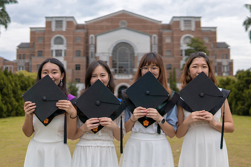 Group of female sorority sisters from Greek life at graduation