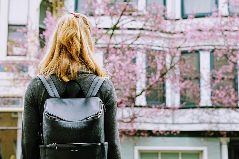 Female student at school getting ready for college admissions