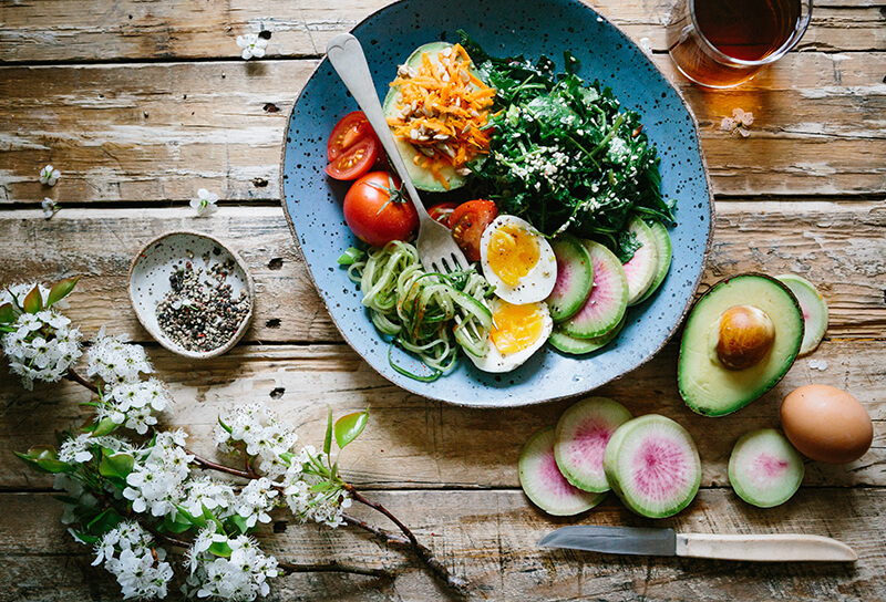 Plate filled with superfoods and brain food for studying