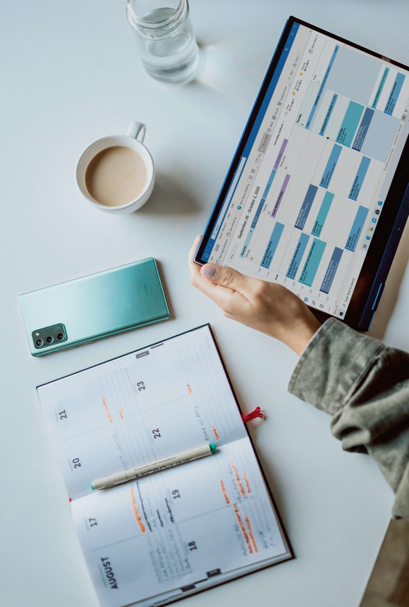 Woman planning and organizing her work schedule
