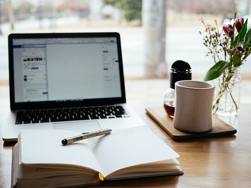 A student’s writing station