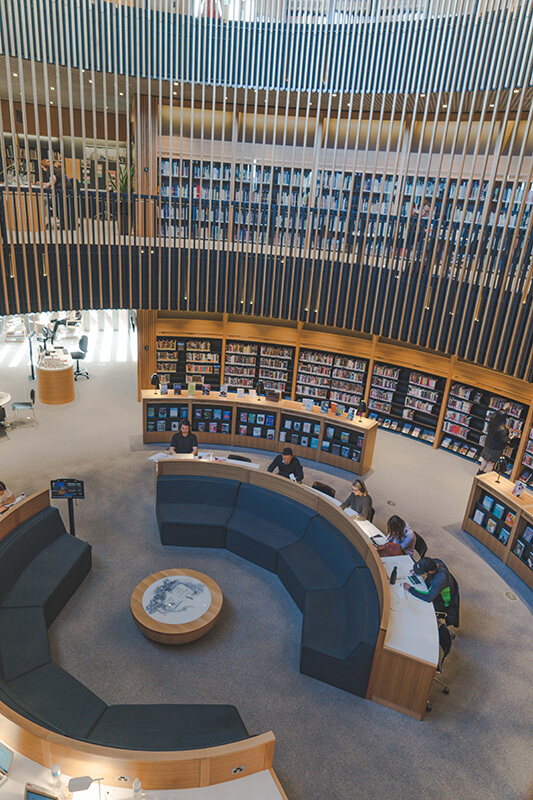 The university library used by college students