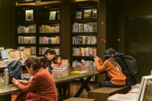 students in a university library 