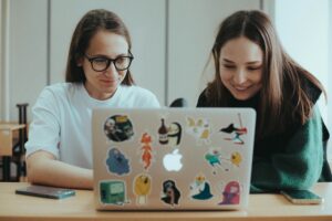 students working on an assignment together