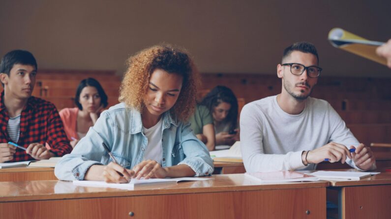 A student using an AI research assistant to organize academic papers