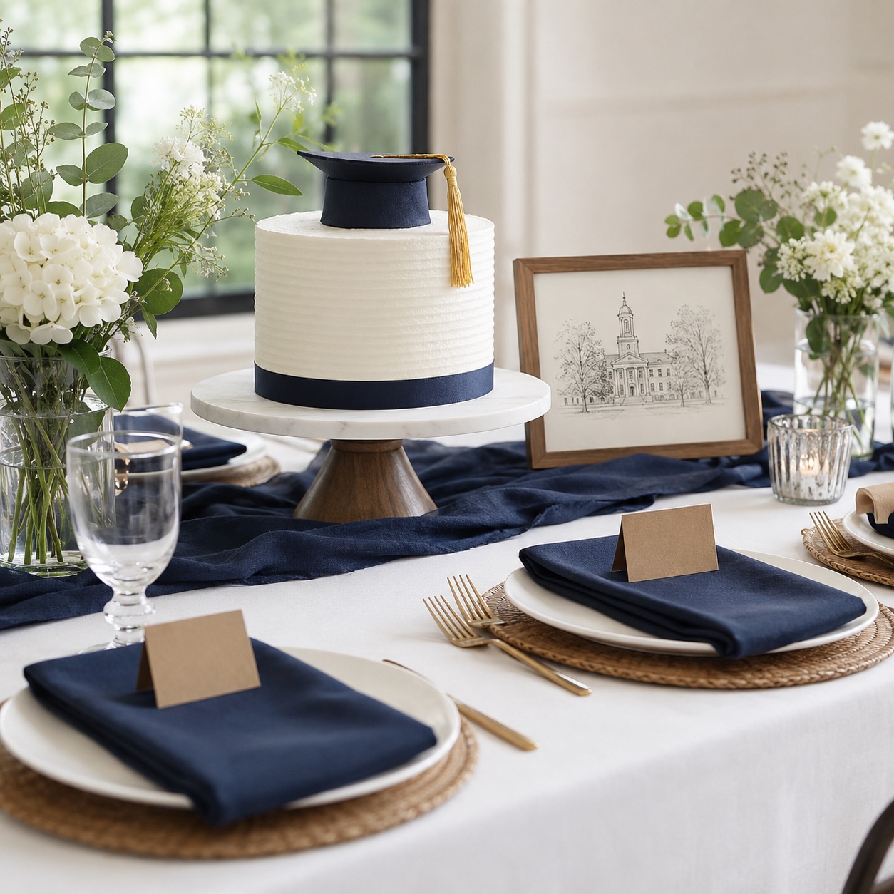 Graduation Banquet with Elegant Navy Accents
