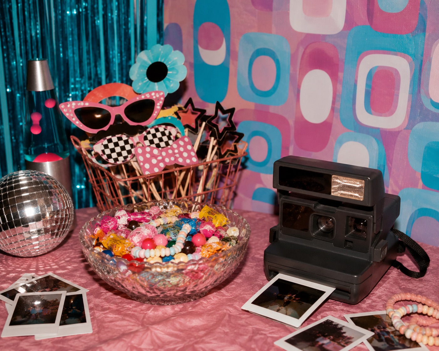 Retro Party Photo Booth Table