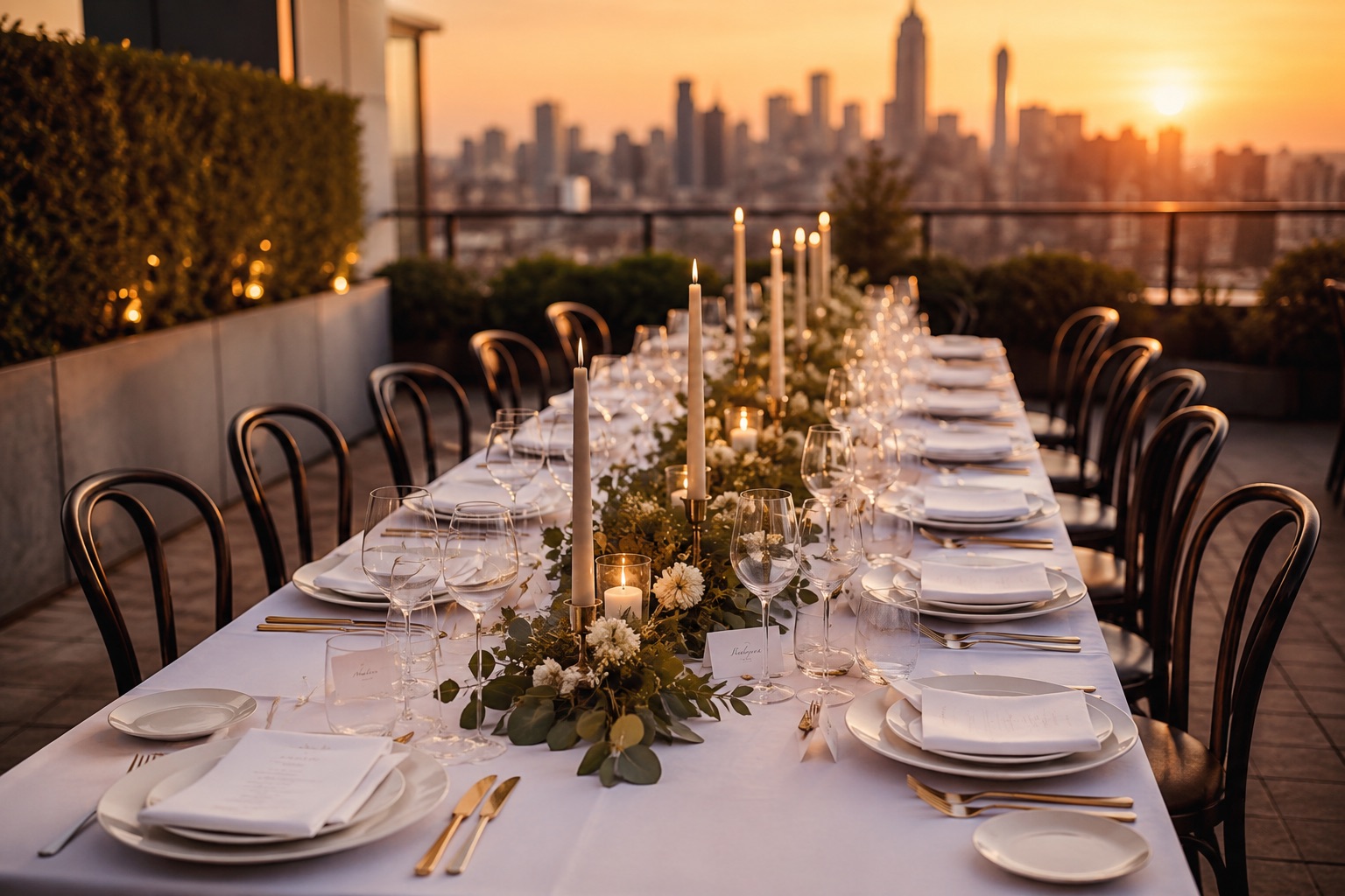 Sunset Rooftop Banquet Table