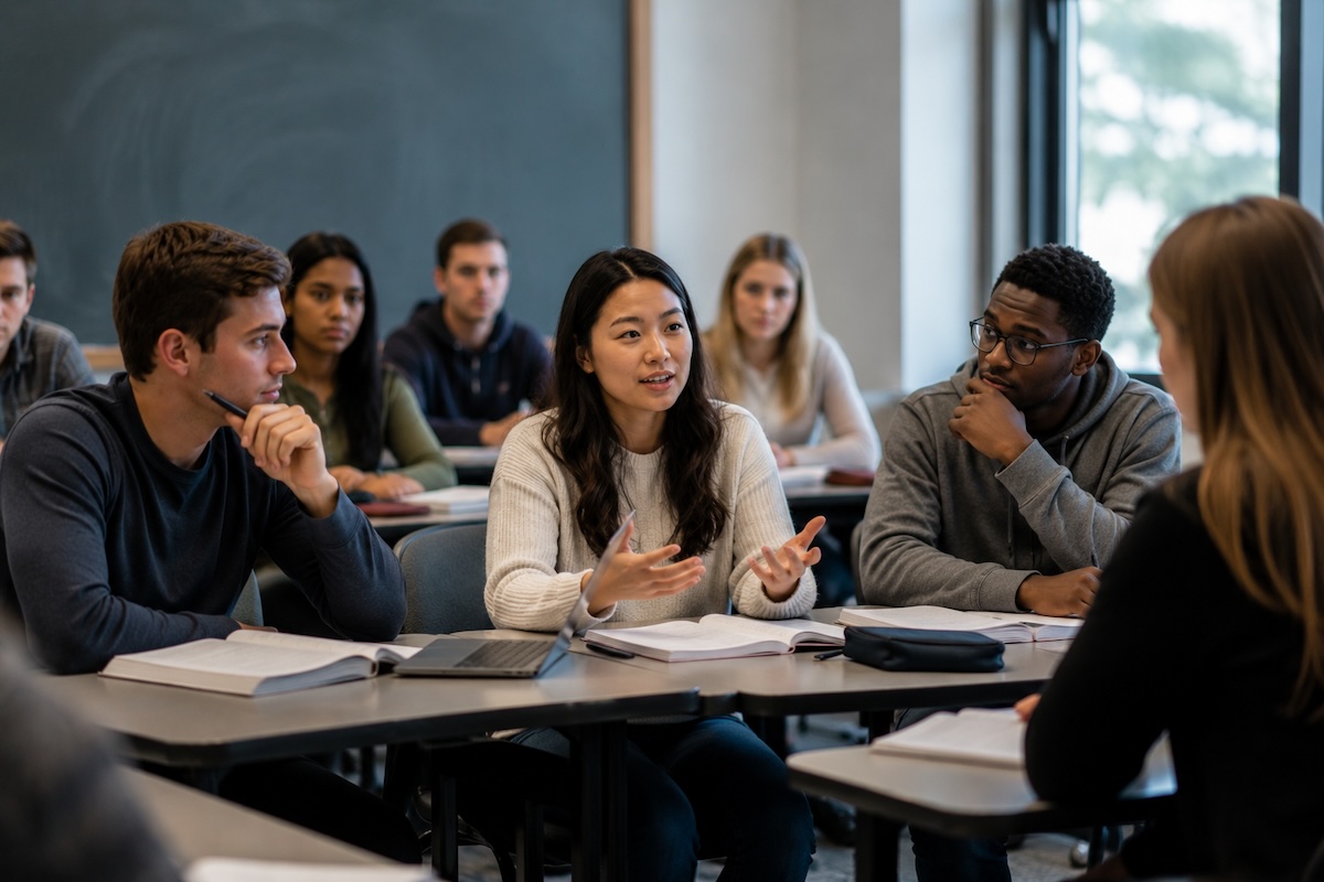 college students discussing something
